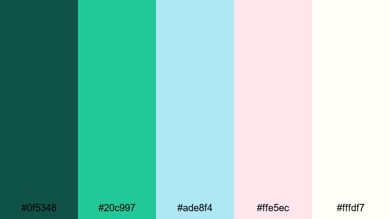 boho lagoon breeze phthalo green color palette with hex codes