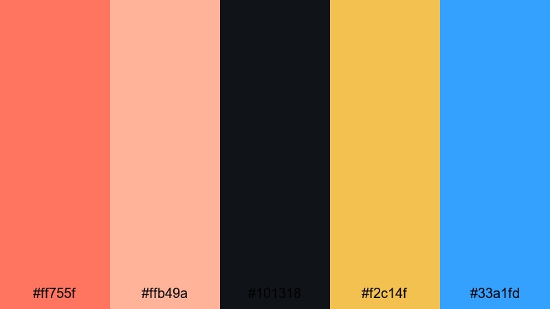 bold creator energy peach coral color palette with hex codes