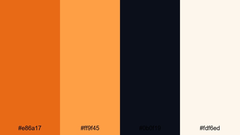 bold header highlight dark orange color palette with hex codes