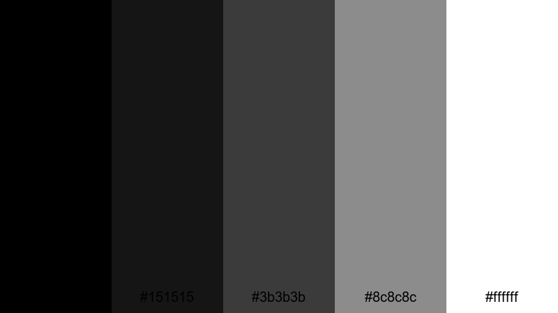 bold title card black gray color palette with hex codes