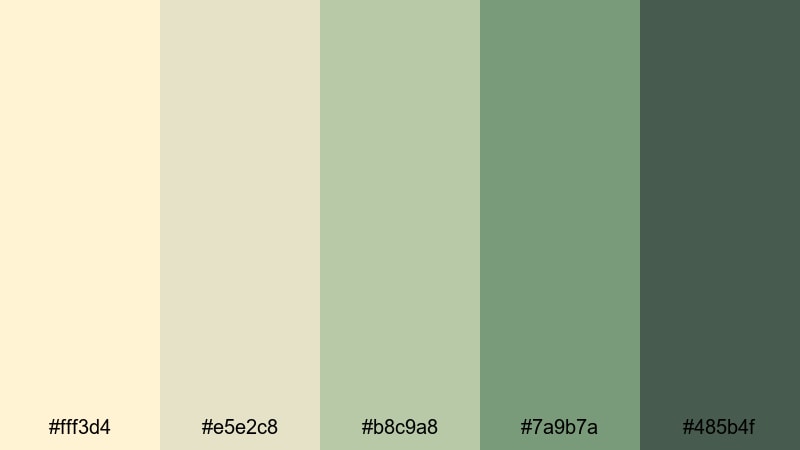 botanical sketchbook jasmine color palette with hex codes