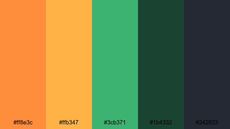 brandable citrus slate orange green color palette with hex codes