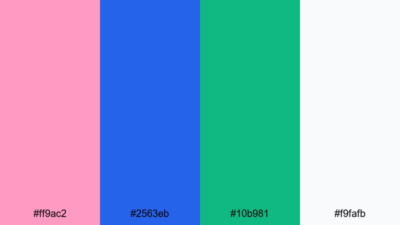 brandable ocean blush blue green pink color palette with hex codes