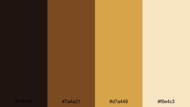 brass spotlight fade gold brown color palette with hex codes