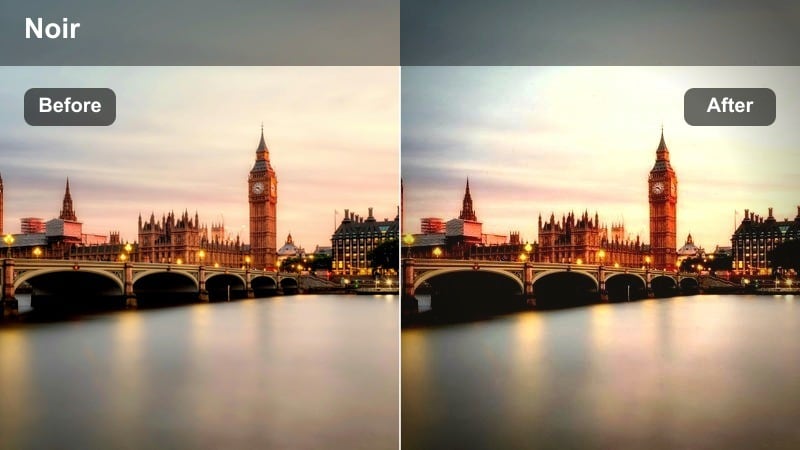 Silhouetted city bridge and pedestrians against a dramatic sunset sky.