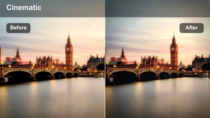 Daytime city skyline with bright neutral tones and strong contrast on tall buildings.