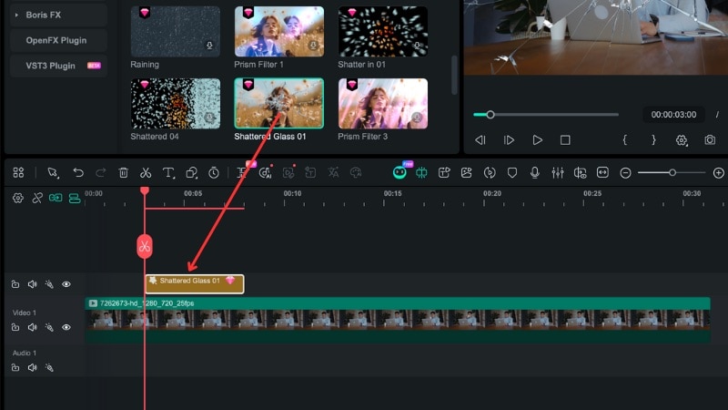 appliquer l’effet de verre éclaté à la vidéo