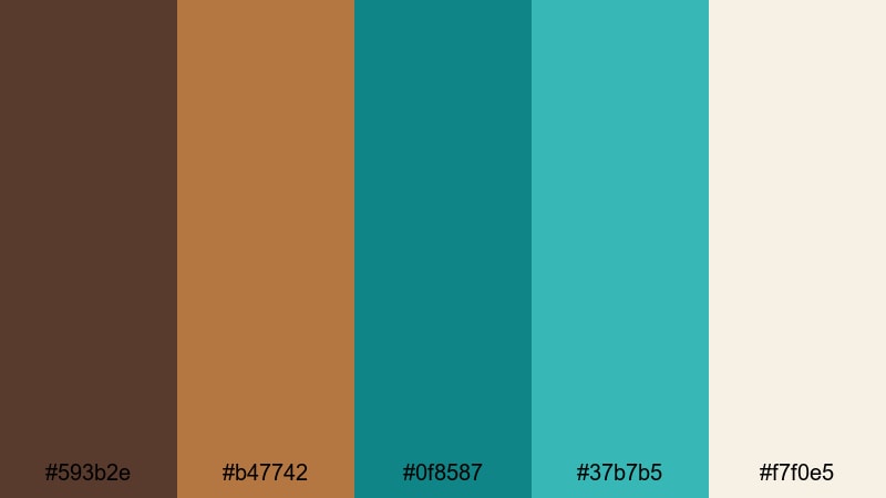 bronze wave credits brown turquoise color palette with hex codes