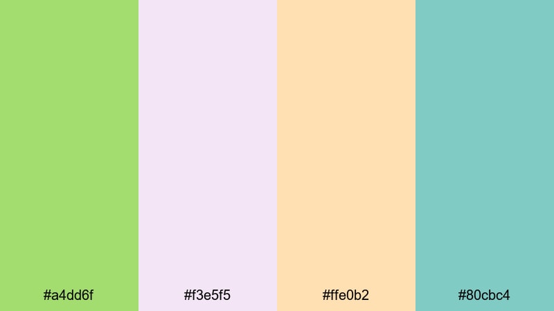 bubble tea afternoon apple green color palette with hex codes