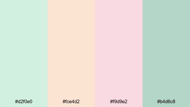 bubble tea mint pastel green color palette with hex codes