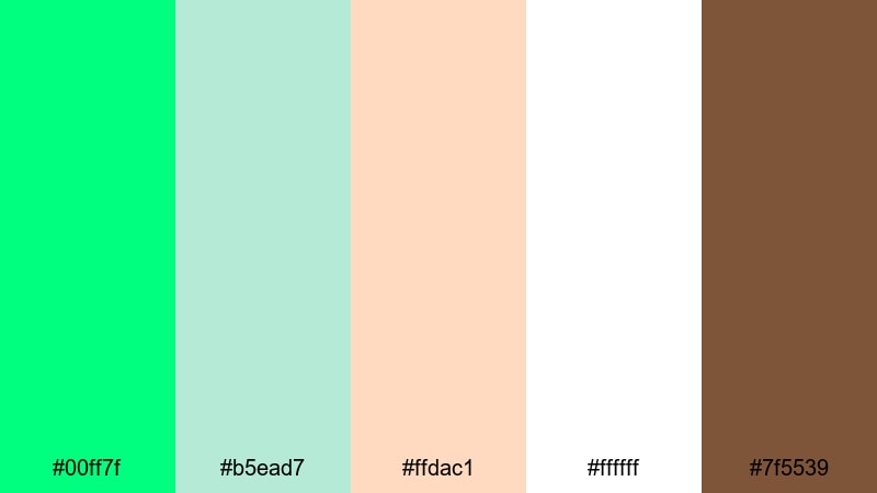 bubble tea morning spring green color palette with hex codes