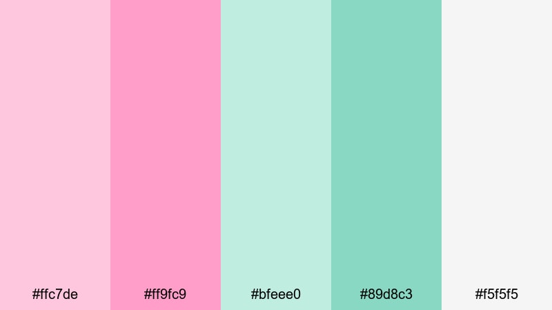 bubblegum aloe mist pink green color palette with hex codes