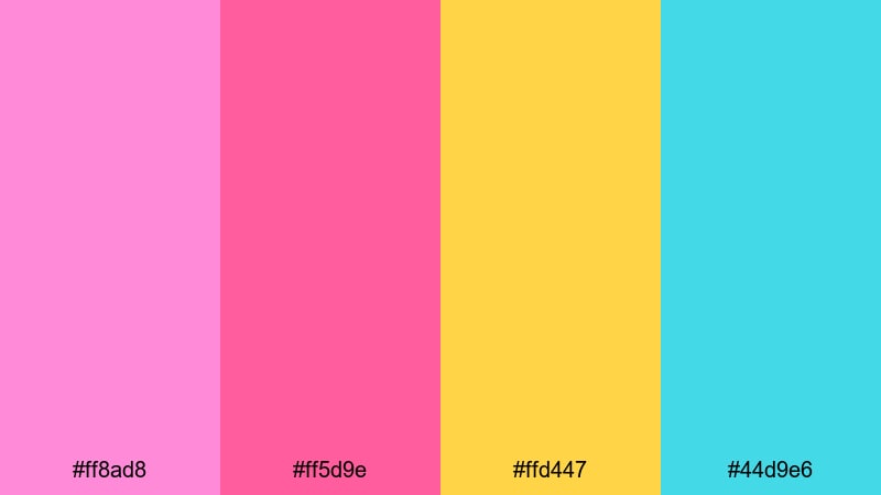 bubblegum arcade happy color palette with hex codes