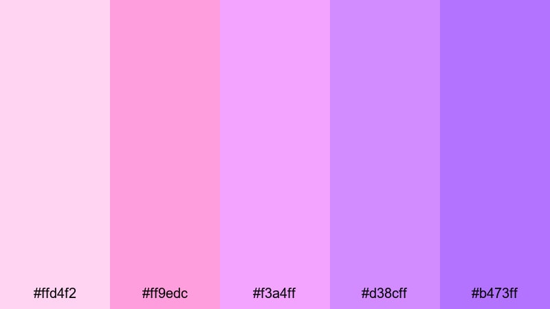 bubblegum arcade pop pastel pink purple color palette with hex codes