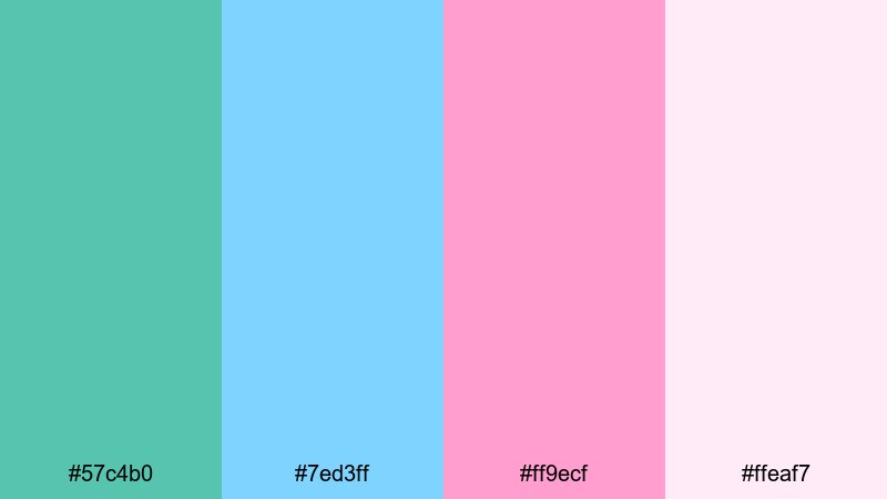 bubblegum aurora drift green blue pink color palette with hex codes