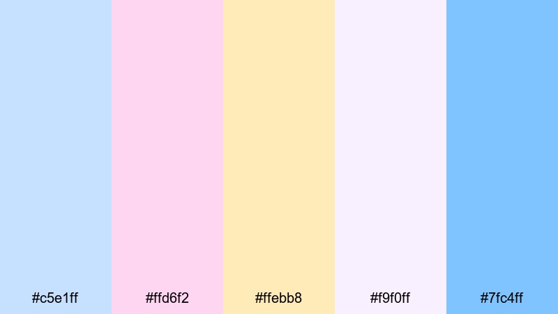 bubblegum boardwalk pastel blue color palette with hex codes