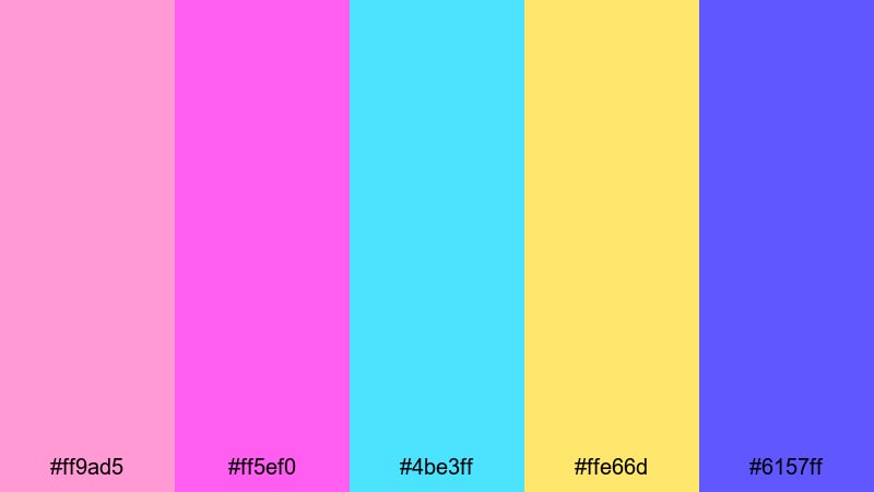 bubblegum boom box retro 90s color palette with hex codes