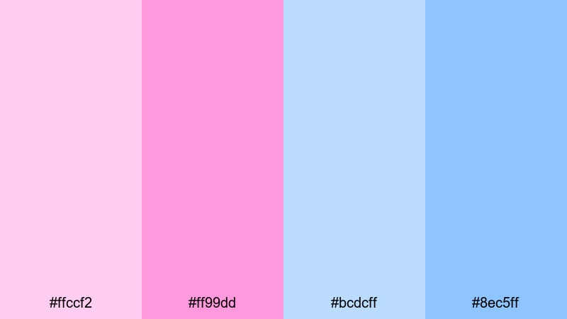 bubblegum cloud whispers pink blue color palette with hex codes