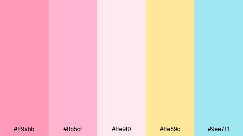 bubblegum daydream pink cream color palette with hex codes
