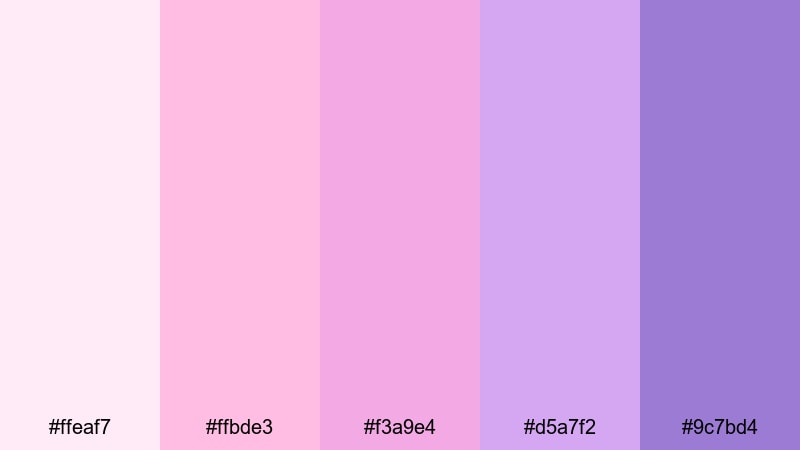 bubblegum daydream pink lavender color palette with hex codes