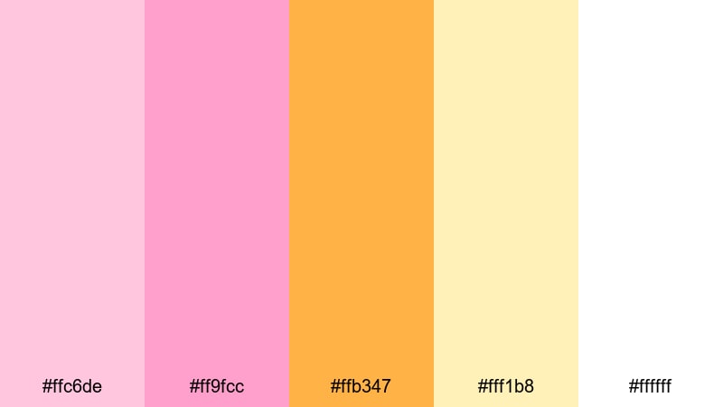 bubblegum pop story light pink color palette with hex codes