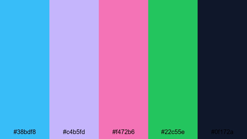 bubblegum reef party purple turquoise color palette with hex codes