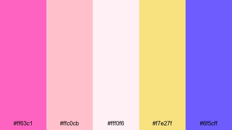 bubblegum retro title fuchsia pink color palette with hex codes