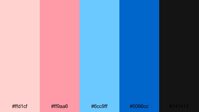 bubblegum surf reels blue peach color palette with hex codes