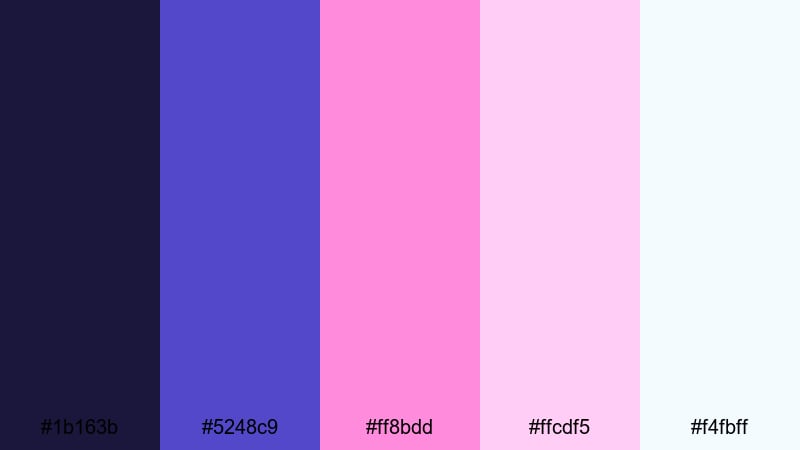 bubblegum tech pop blue magenta color palette with hex codes