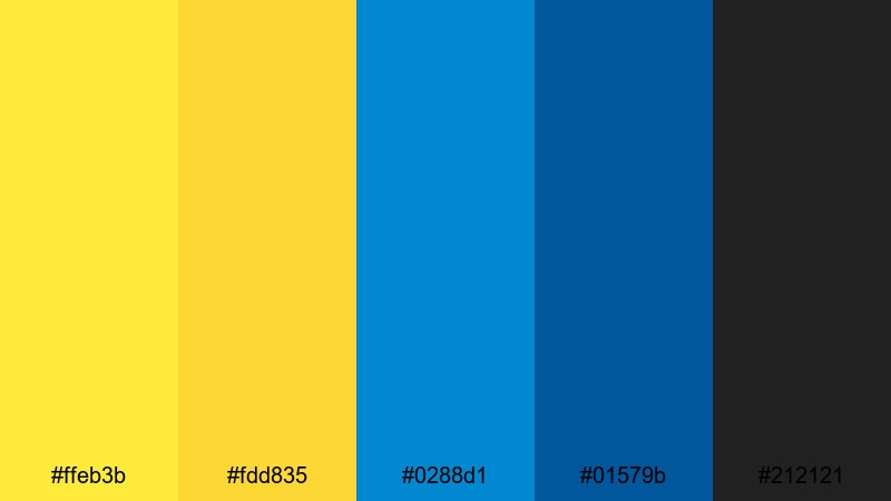 bumblebee skater vibes yellow blue color palette with hex codes