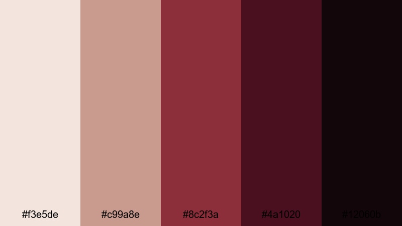 burgundy velvet night museum color palette with hex codes