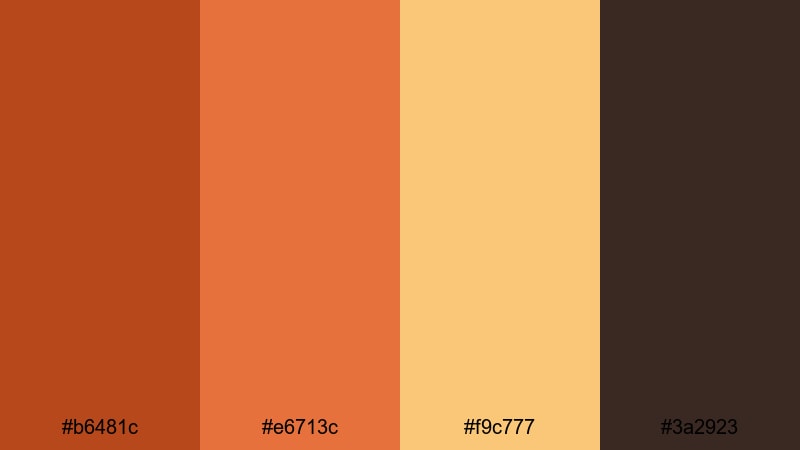 burnt horizon trailer rust orange color palette with hex codes