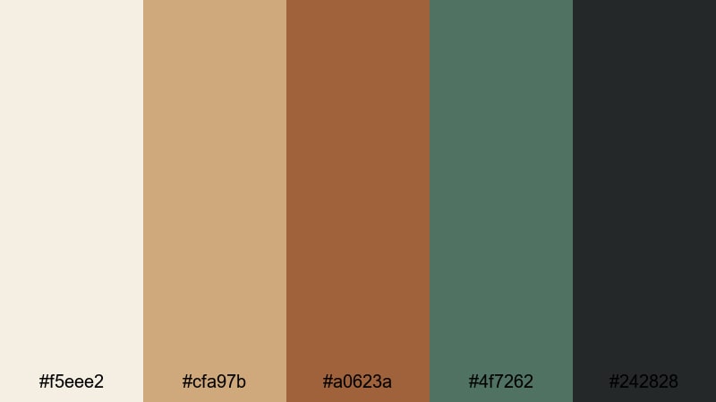 burnt metal patina industrial color palette with hex codes
