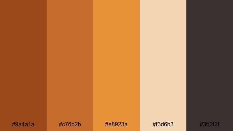 burnt terra trail orange color palette with hex codes