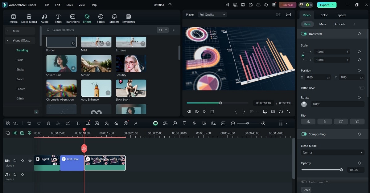adding transitions effects and filters