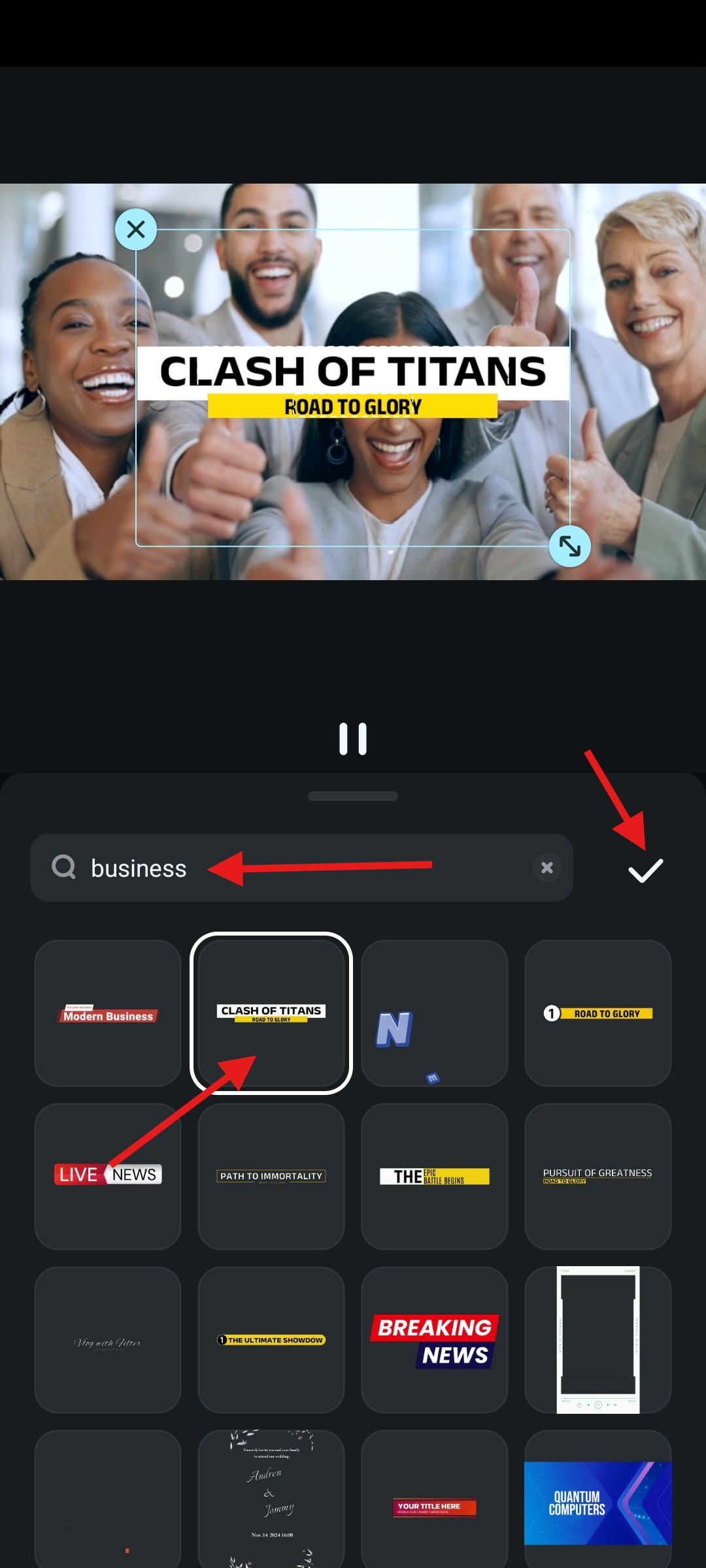 add text template using filmora mobile