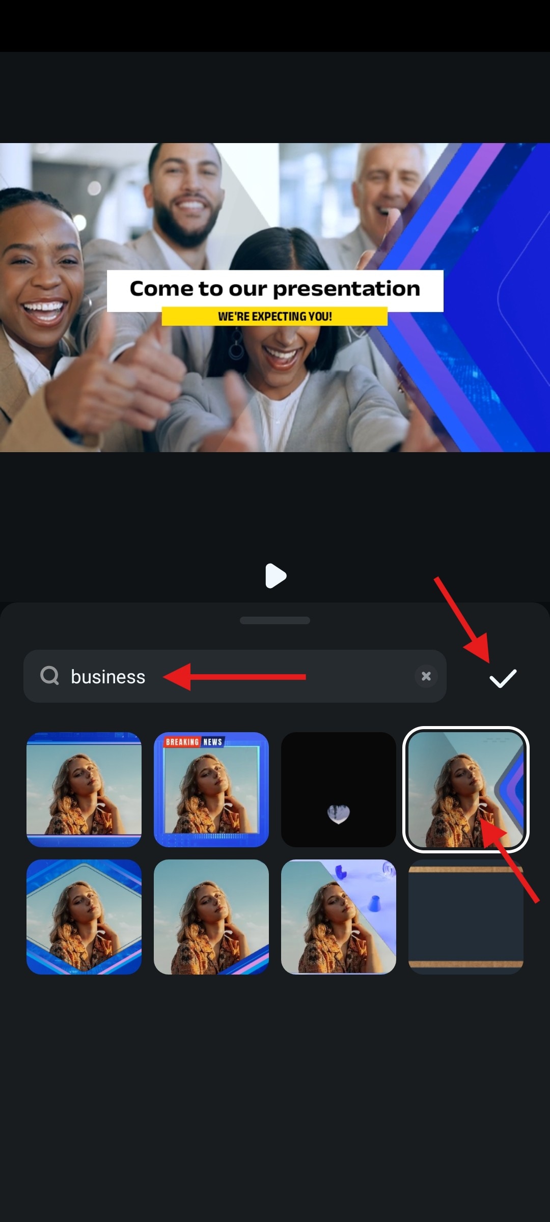 pick a business themed effect filmora