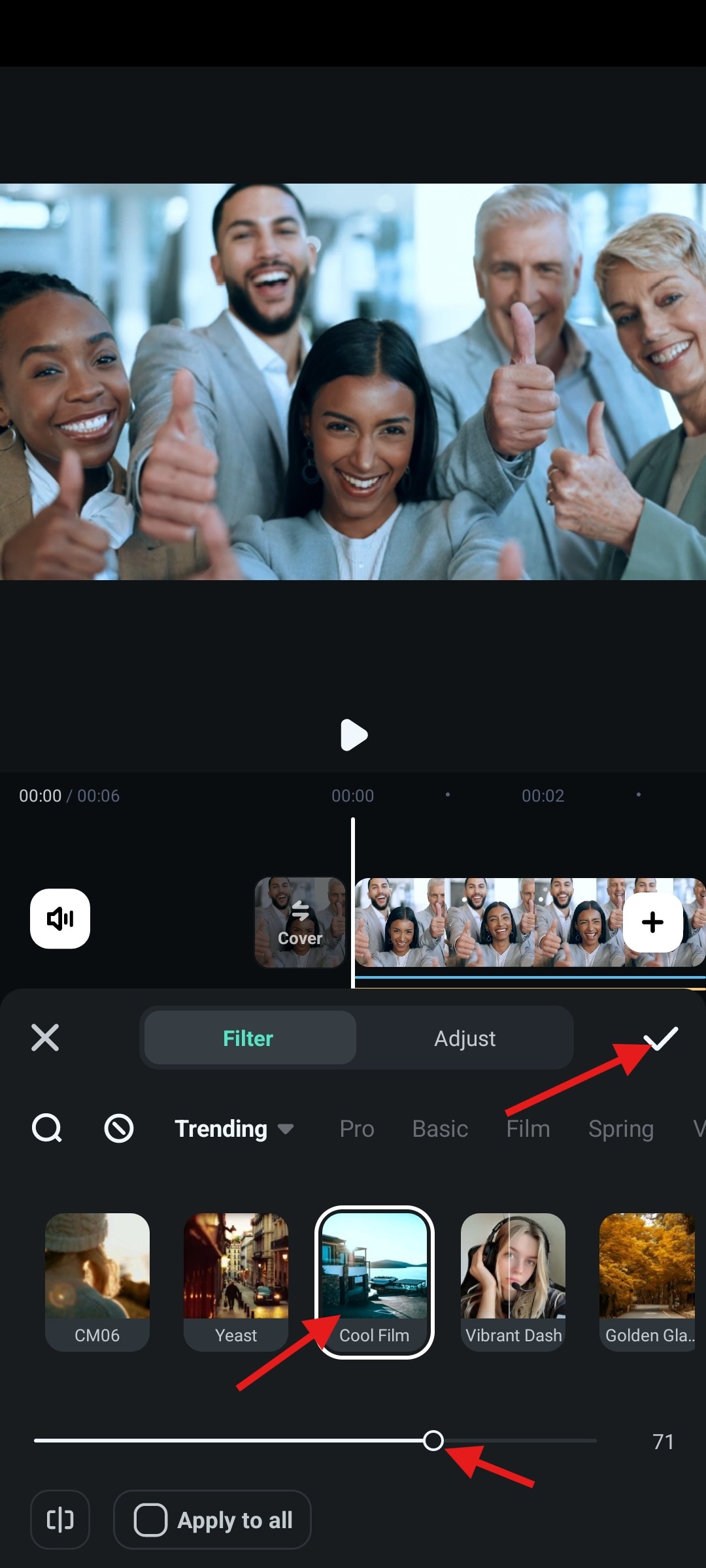 add and adjust filters filmora mobile
