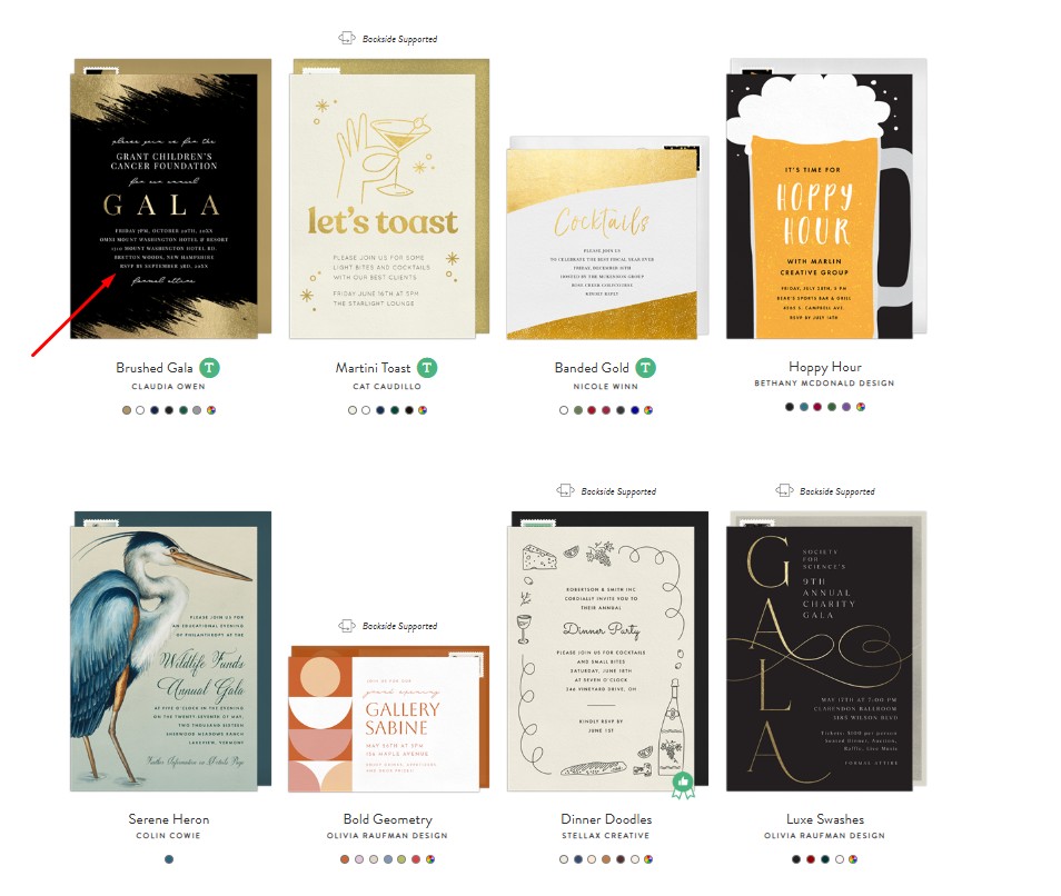 pick a business invitation card template