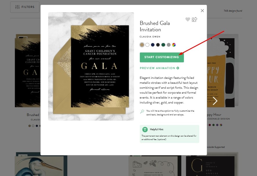 start customizing a business invitation template