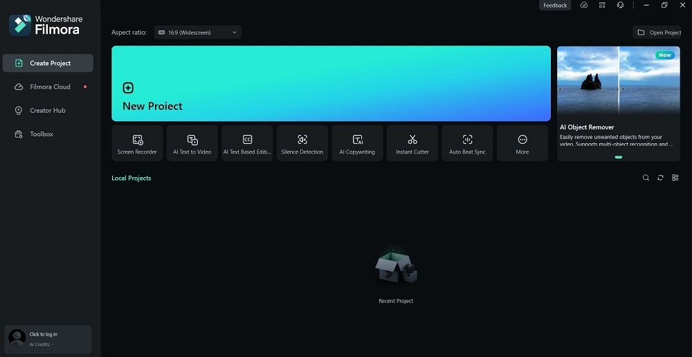 filmora main interface