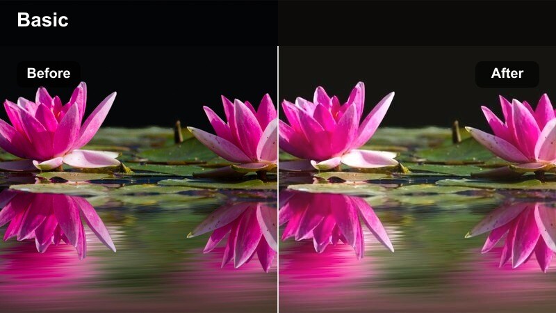 Wide shot of a cozy breakfast table with plates and warm-toned light creating a soft matte look.