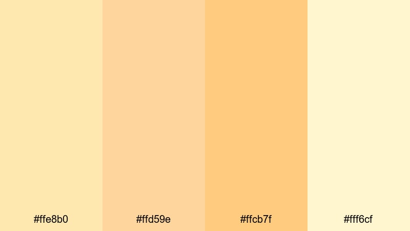 buttercream daydream orange yellow color palette with hex codes