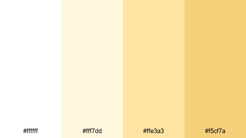 buttercream daylight white yellow color palette with hex codes