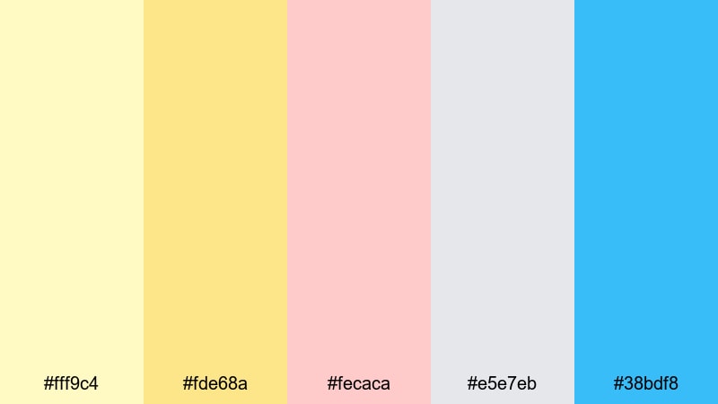 buttercream skies lemon yellow color palette with hex codes