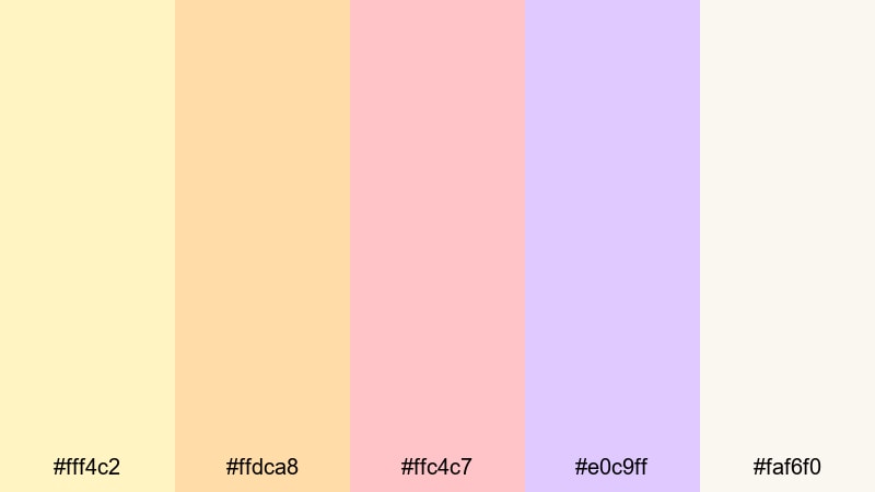 buttercup daydream pastel yellow color palette with hex codes