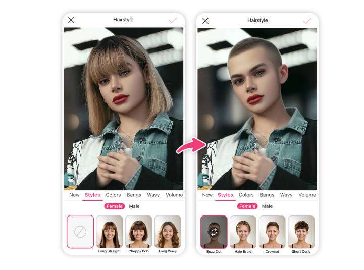 apply buzz cut filter on mobile