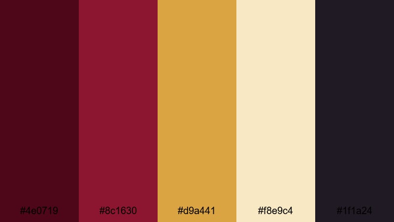 cabernet gold label dark red wine color palette with hex codes