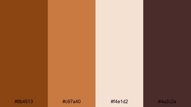 cabin hearth glow saddle brown color palette with hex codes