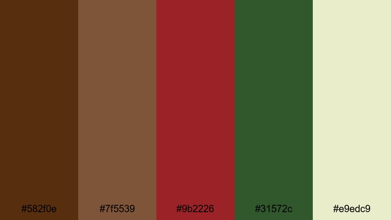 cabin pine and cranberry christmas color palette with hex codes